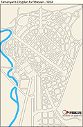 Karta ver Tamanyan's stadsplan fr Jerevan, 1924